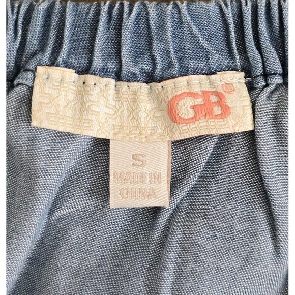 GB Off Shoulder Chambray Top Womens Size Small Ruffle Blue - Picture 4 of 6